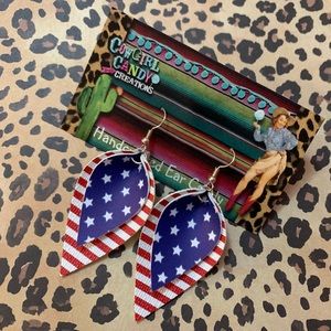 Patriotic Layer 4th of July Vegan Leather Earrings